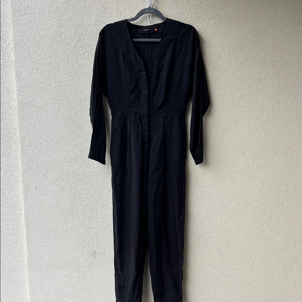 Wood Wood Black 100% Silk Long Sleeve Jumpsuit - XS